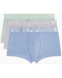 Emporio Armani - Paquete De Tres Calzoncillos Bóxer De Algodón Orgánico Shiny Con Banda Con Logotipo Asv - Lyst