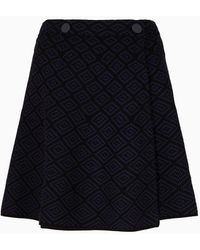 Emporio Armani - Flared Wrap Skirt In Stretch Knit With A Jacquard Motif - Lyst