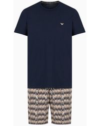 Emporio Armani - Comfort-fit Pyjamas With Mixed Pattern Bermuda Shorts - Lyst