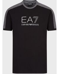 Emporio Armani T-shirt En Coton À ches Courtes Athletic Colour Block - Noir
