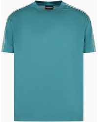 Emporio Armani - T-shirt En Jersey Mélange Lyocell Avec Ruban Du Logo En Relief Asv - Lyst
