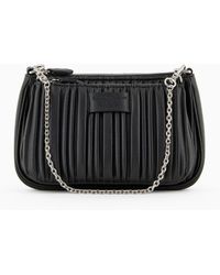 Emporio Armani - Asv Double Mini Shoulder Bag In Pleated, Recycled Faux Nappa Leather - Lyst