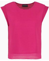 Emporio Armani - Short-sleeved Ottoman-effect Jersey Top - Lyst