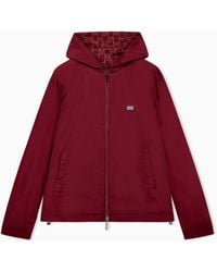 Emporio Armani - Hooded Blouson Jacket With A Zip And An All-Over Print - Lyst