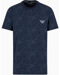 Emporio Armani - Loungewear T-shirt With All-over Logo Lettering - Lyst