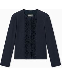 Emporio Armani - Armure Fabric Jacket With Ruffles - Lyst