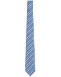 Emporio Armani - Pure Silk Tie With Jacquard Double Stripes - Lyst