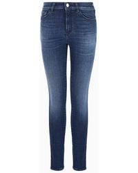 Emporio Armani - Jeans J20 Vita Alta E Gamba Super Skinny In Denim Effetto Used - Lyst