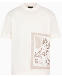 Emporio Armani - Camiseta De Punto Mezcla De Lyocell Con Bordado Y Estampado Oriente Asv - Lyst