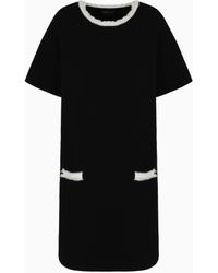 Emporio Armani - Kleid Mit Fransendetails, Gefertigt Aus Ottoman-Gewebe - Lyst