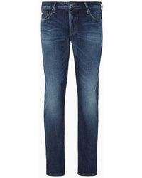 Emporio Armani - Slim Fit Jeans j06 Aus Komfort-denim In Bleached-optik - Lyst