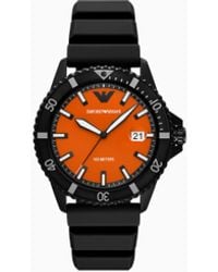 Emporio Armani - Orologio World Explorer A Tre Lancette Con Data E Silicone Nero - Lyst