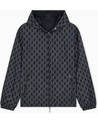 Emporio Armani - Hooded Blouson Jacket With A Zip And An All-Over Print - Lyst