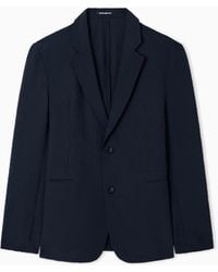 Emporio Armani - Icon Printed Technical-Seersucker Single-Breasted Jacket - Lyst