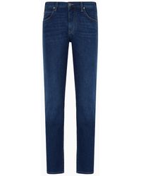 Emporio Armani - J45 Regular-fit Washed Twill Comfort-denim Jeans - Lyst