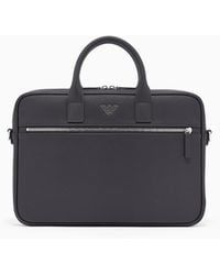 Emporio Armani - Bolso Modelo Business De Piel Saffiano Regenerada Con Placa De Ã¡Guila Asv - Lyst