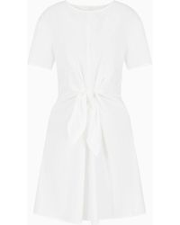 Emporio Armani - Short-sleeved Poplin Shirt Dress With Sash - Lyst