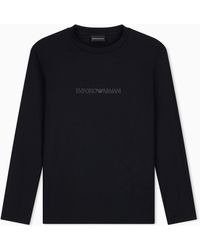 Emporio Armani - Slim-Fit Pima Jersey Jumper With Printed Logo - Lyst