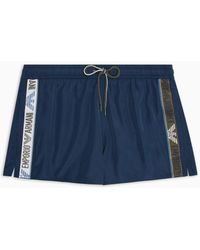 Emporio Armani - Bañador Modelo Pantalón Corto De Tejido Reciclado Con Banda Con Logotipo Asv - Lyst