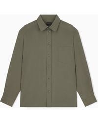 Emporio Armani - Viscose Long-Sleeve Shirt With A Chest Pocket - Lyst