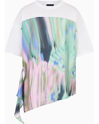Emporio Armani - Asv Organic-jersey T-shirt With Multicoloured Insert - Lyst