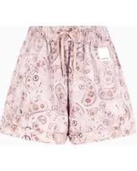 Emporio Armani - Asv Satin Shorts With All-Over Paisley Print From The Peace Capsule Collection - Lyst