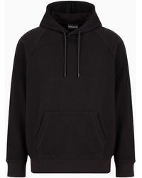 Emporio Armani - Oversized, Hooded Jersey Sweatshirt With Embossed Logo - Lyst