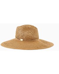 Emporio Armani - Woven, Perforated Paper Yarn Wide-brimmed Hat - Lyst