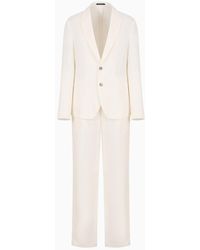 Emporio Armani - Modern-fit Single-breasted Suit In Viscose And Linen-blend Crêpe - Lyst
