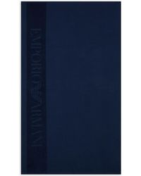 Emporio Armani - Toalla De Playa En Tejido Jacquard De Punto Gofrado Con Logotipo - Lyst