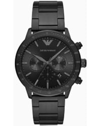 Emporio Armani - Chronograph Black Stainless Steel Bracelet Watch 43mm - Lyst