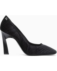 Emporio Armani - Animalier Velvet Pumps With A Pointed Toe And Stiletto Heel - Lyst