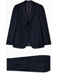Emporio Armani - Costume Coupe Classique À Simple Boutonnage En Laine Vierge À Micro Chevrons Et Pois - Lyst