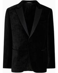 Emporio Armani - Velvet Tuxedo Jacket With All-Over Printed Motif - Lyst