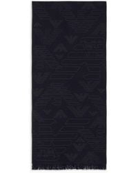Emporio Armani - Wool Scarf With All-over Jacquard Eagle - Lyst