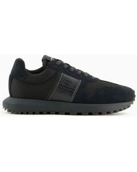 Emporio Armani - Mesh Sneakers With Suede Details - Lyst