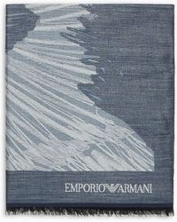 Emporio Armani - Stola In Lana Vergine Misto Modal Con Stampa Di Collezione - Lyst