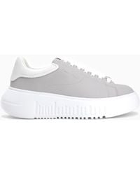 Emporio Armani - Smooth Leather Sneakers Icon With A Thick Textured Sole - Lyst