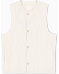Emporio Armani - Embossed Jacquard Fabric Waistcoat With Wrinkle Effect - Lyst