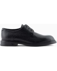 Emporio Armani - Pebbled Leather Derby Shoes With Rubber Sole Essential - Lyst