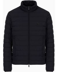Emporio Armani - Quilted Nylon Full-zip Down Jacket With Eagle Logo Patch - Lyst
