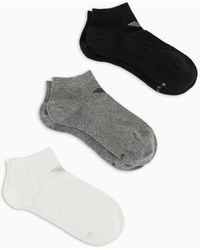Emporio Armani - Three-pack Of Ankle Socks With Jacquard Eagle Logo - Lyst