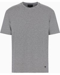 Emporio Armani - Striped Jersey T-shirt In A Bamboo Viscose Blend - Lyst