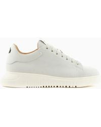 Emporio Armani - Nubuck Sneakers With Knurled Soles - Lyst