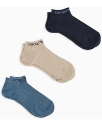 Emporio Armani - Three-pack Of Socks With Jacquard Logo - Lyst