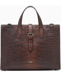 Emporio Armani - Bolso Modelo Business De Piel Con Estampado De Cocodrilo - Lyst