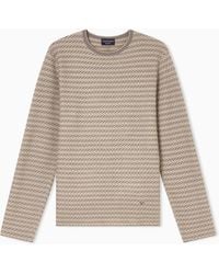 Emporio Armani - Icon Virgin-Wool Jumper With A Two-Tone Chevron Motif - Lyst