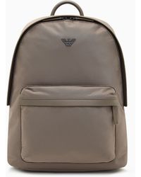 Emporio Armani - Recycled Nylon Backpack With Zip And Leather Details - Lyst
