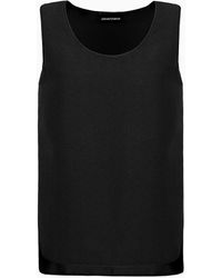 Emporio Armani - Stretch Sablé Fabric Top With Side Slits - Lyst