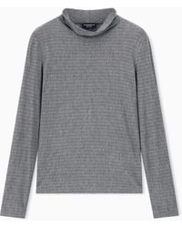 Emporio Armani - Pull À Col Montant En Jersey Jacquard À Motif Chevron Icon - Lyst